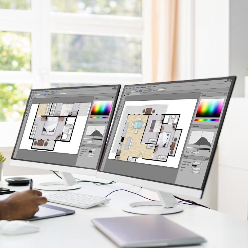 Website Design 4 A developer creating a responsive UI/UX design for all sizes of screen