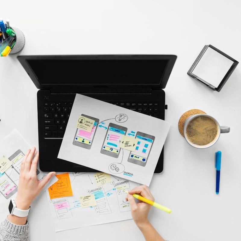 Responsive Web Design 2 A developer sketching a responsive web design on notebook