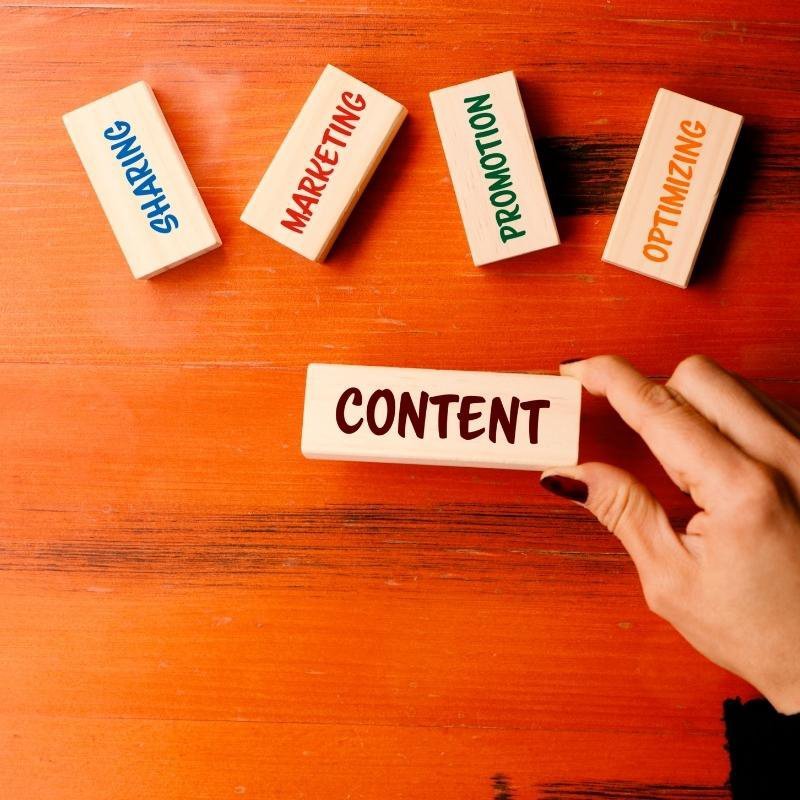 At the table, all written dice describe the content writing strategy